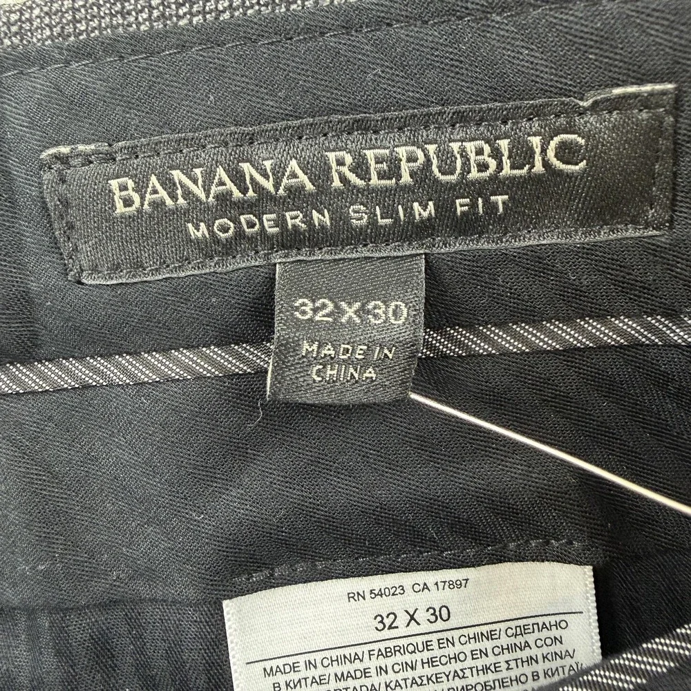 Banana Republic Dress Pants Mens 32x26 Gray Slim Fit Wool Lined Office Wear